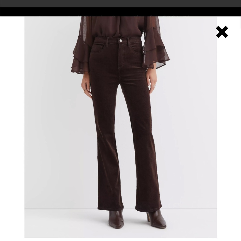 Brown High Rise Slim Flare Corduroy Pants - Picture 11 of 11